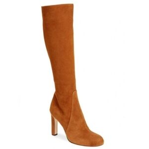 Agl Tall Suede Over-the-Knee Boots in Cognac Tan